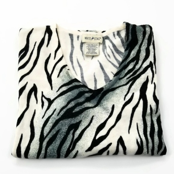 White Stag Zebra Print Sweater Women's Sz XL 16/18 - Picture 7 of 8